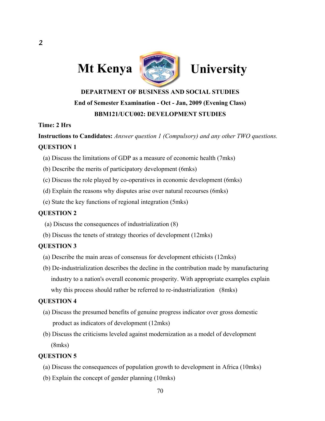 BBM Development Studies Module — page 74 of 76